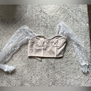 Petal & Pup beige and white polka dot crop